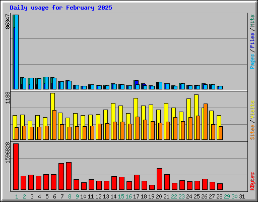 Daily usage for February 2025
