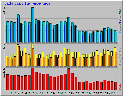 Daily usage for August 2025